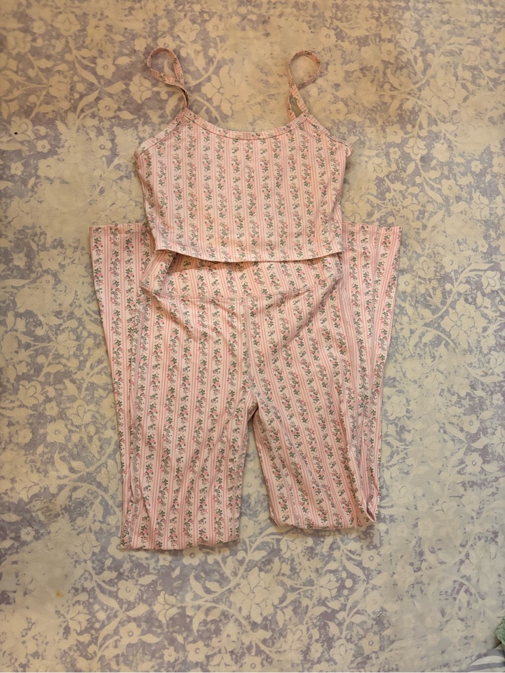 Pink Floral Striped Women's Set
